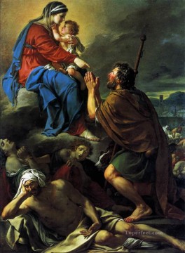 ジャック・ルイ・ダヴィッド Painting - ペストの犠牲者の癒しを聖母マリアに求める聖ロック 新古典主義 ジャック・ルイ・ダヴィッド